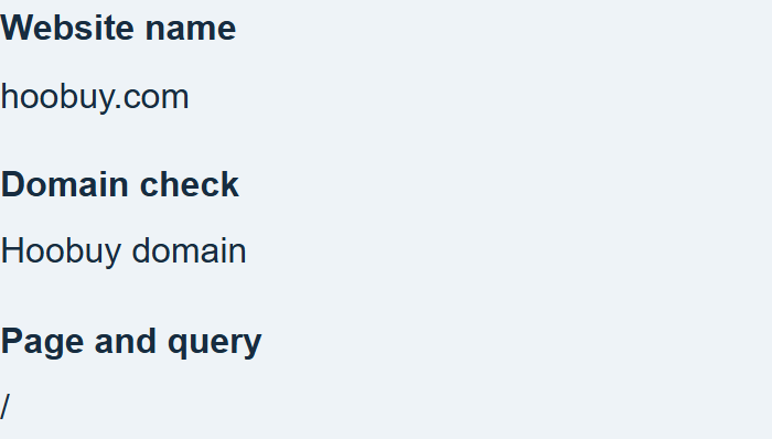 Example address-reader result showing the website name, domain match and path